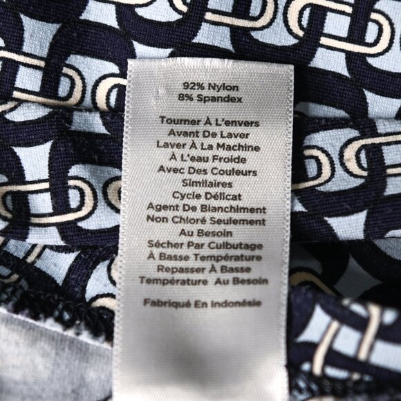 TALBOTS Navy Light Blue White Chain Pattern 3/4 Sleeves Button Down Top - Sz Med - Picture 9 of 10